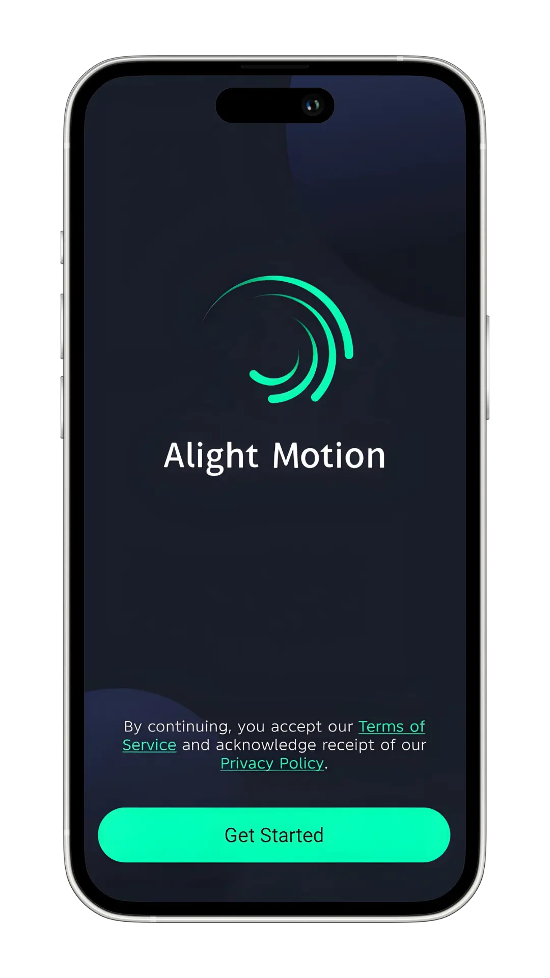 Alight Motion Mod APK for iOS app login screen on iPhone shown on MOD APK iOS & Mac download page