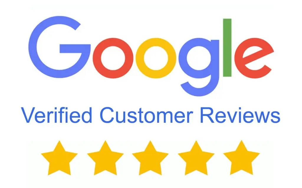 Google reviews badge with five stars