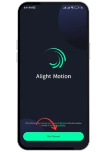 Alight Motion Mod APK home screen after successful installation.